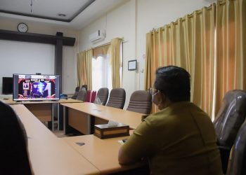 Bupati Citra Hadiri Penyerahan SAKIP dan RB Melalui Vidcon