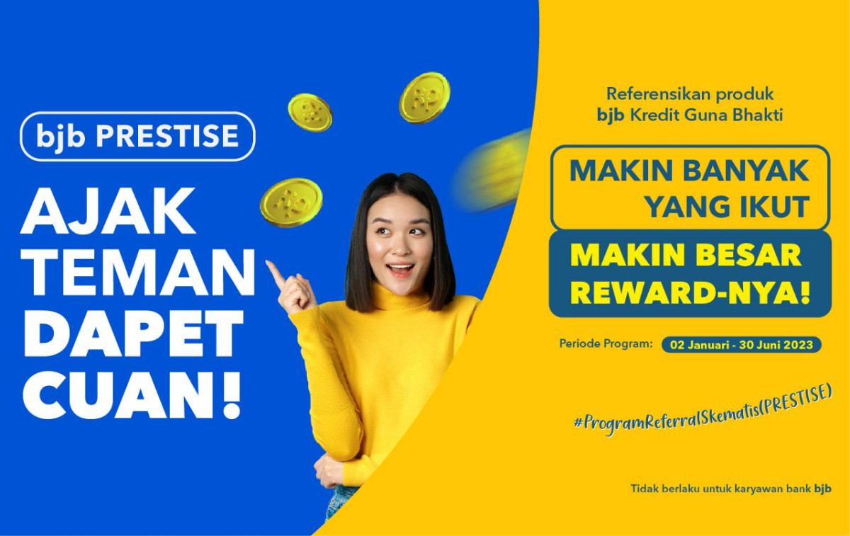 BJB Prestise merupakan program dalam bentuk pemberian insentif kepada nasabah eksternal Bank BJB baik perorangan, koperasi, instansi, atau perusahaan yang dapat mereferensikan produk kredit ritel Bank BJB kepada nasabah baru atau eksisting. Foto: Bank BJB