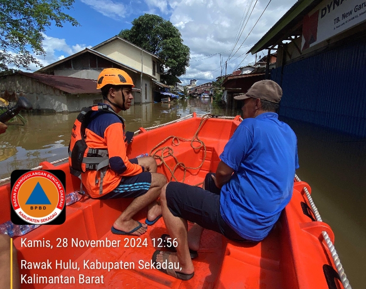 Suasana banjir di Jabupaten Sekadau, foto : BPBD