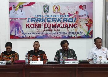 Rakerkab KONI Kabupaten Lumajang 2025 di gedung PKK (foto: Sigit Priyono/Jurnalis.co.id)