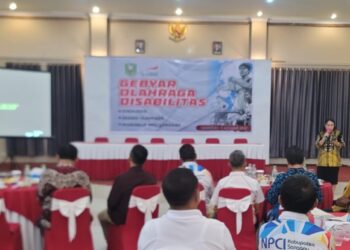 Wakil Bupati Sanggau, Susana Herpena, S.Sos., M.H, menghadiri Gebyar Olahraga Disabilitas di Aula Hotel Grand Narita Sanggau, Sabtu (9/8/2025).