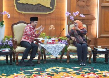 Pertemuan Bupati Fawait dengan Gubernur Khofifah membahas persiapan MTQ Jawa Timur 2025 (foto: istimewa)