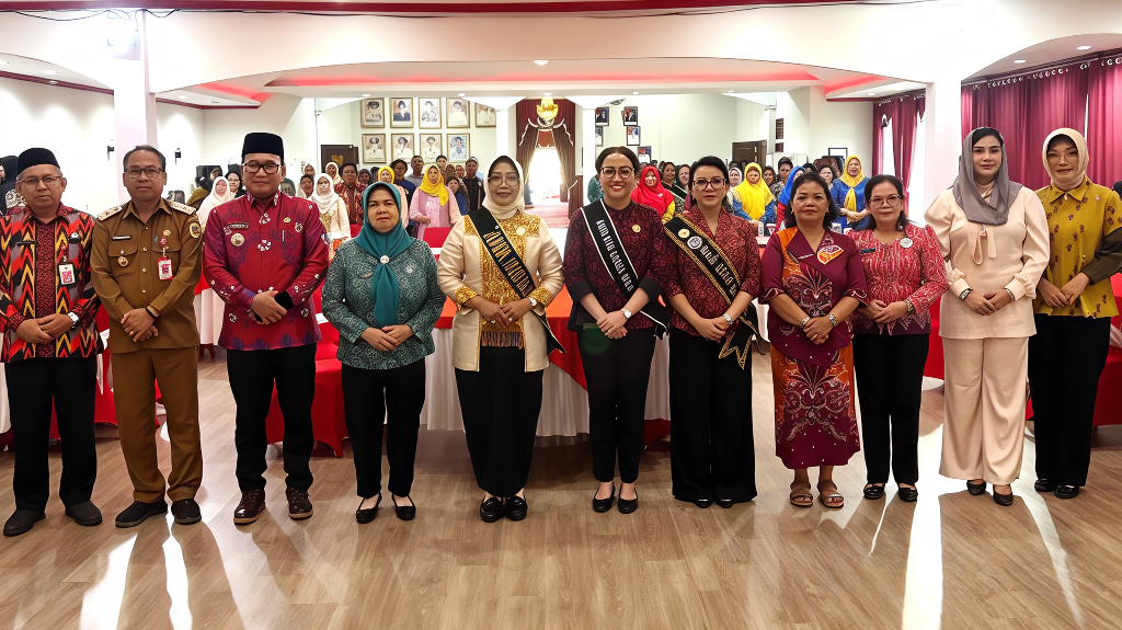Erlina, didampingi Bunda PAUD Kabupaten Kapuas Hulu, Angeline Fremalco F. Diaan, serta Pokja Bunda PAUD Provinsi Kalbar, pada Rakor Bunda PAUD se-Kalimantan Barat. (Foto, Prokopim Mempawah)