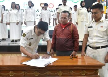 Sujiwo saat menghadiri pelantikan Pengurus Purna Paskibraka Indonesia (PPI) Kabupaten Kubu Raya periode 2024–2029 di Aula Praja Utama Kantor Bupati, Minggu (21/9/2025).