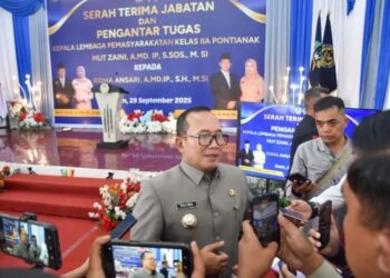 Sujiwo saat menghadiri serah terima jabatan Kepala Lapas Kelas IIA Pontianak dari Mut Zaini kepada Ridha Ansari, Senin (29/8/2025), di Aula Kantor Lapas, Desa Sungai Raya, Kecamatan Sungai Raya.