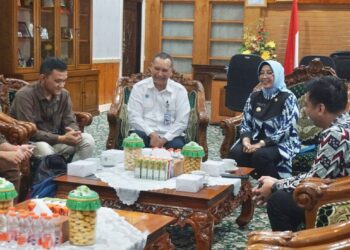 Bupati Mempawah, Erlina, menerima kunjungan Tim Kementerian Lingkungan Hidup Republik Indonesia (KLHK RI) di ruang kerjanya. (Foto Prokopim)