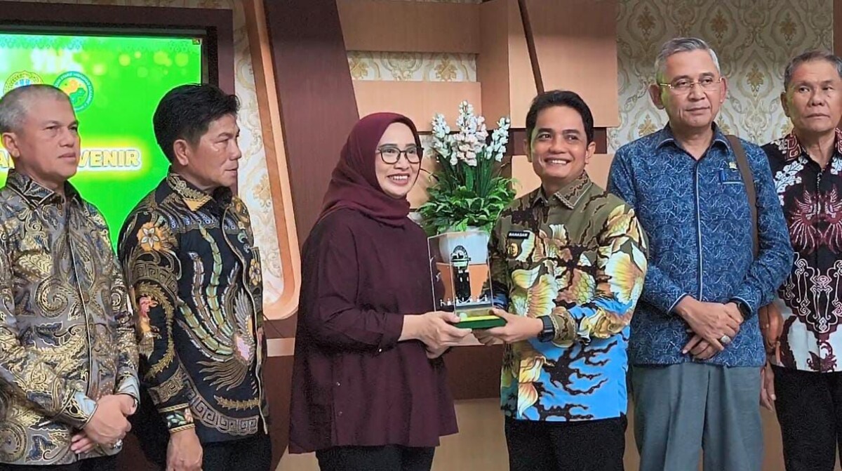 Wakil Wali Kota Pontianak Bahasan menyerahkan cenderamata kepada Wakil Ketua Komisi IX DPR RI Nihayatul Wafiroh saat kunjungan kerja ke RSUD Sultan Syarif Mohamad Alkadrie Kota Pontianak.