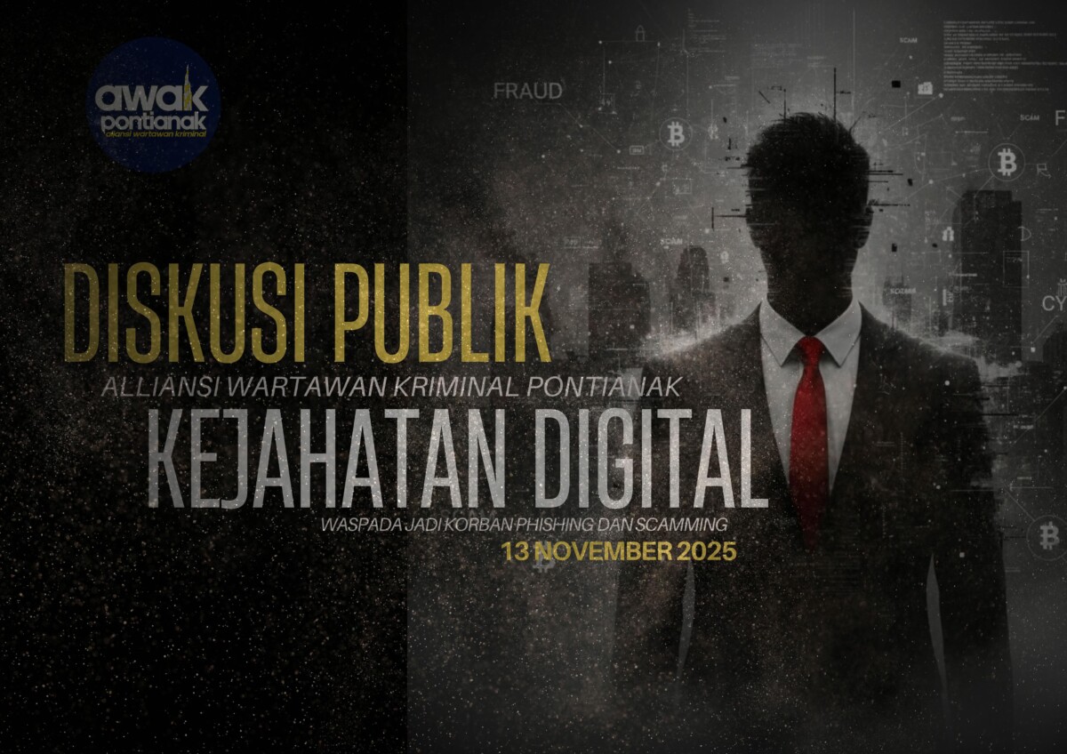 Aliansi Wartawan Kota (AWAK) Pontianak menggelar Diskusi Publik bertajuk “Kejahatan Digital: Waspada Jadi Korban Phishing dan Scamming”, Kamis (13/11/2025), di Aula Rumah Dinas Wakil Wali Kota Pontianak.