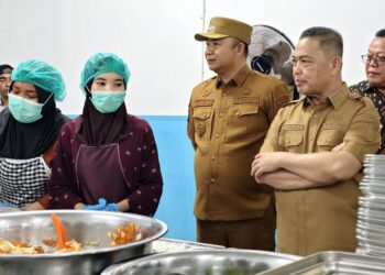 Gubernur Kalbar, H Ria Norsan didampingi Bupati Ketapang, Alexander Wilyo saat meninjau dapur MBG di Desa Paya Kumang, Delta Pawan, Senin (17/10). Foto: Prokopim.