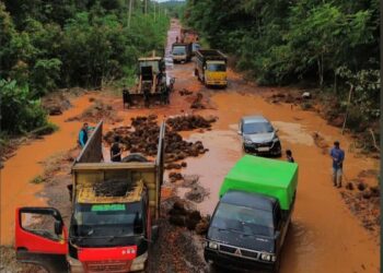 Kondisi ruas jalan milik Provinsi di Ketapang yang menjadikan dasar Bupati berkirim surat. Foto: Istimewa.
