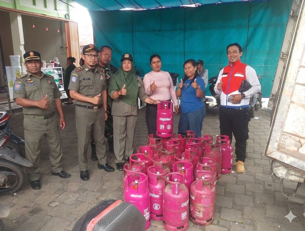 Satpol PP Kota Pontianak bersama instansi terkait melakukan penegakan Perda penggunaan Gas Elpiji 3kg bersubsidi oleh pelaku usaha, pada Senin (22/12/2025) di wilayah Kecamatan Pontianak Utara.