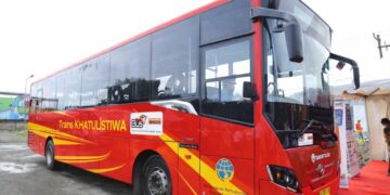 Ilustrasi bus dengan skema BTS yang akan menjadi angkutan umum massal di Kota Pontianak.