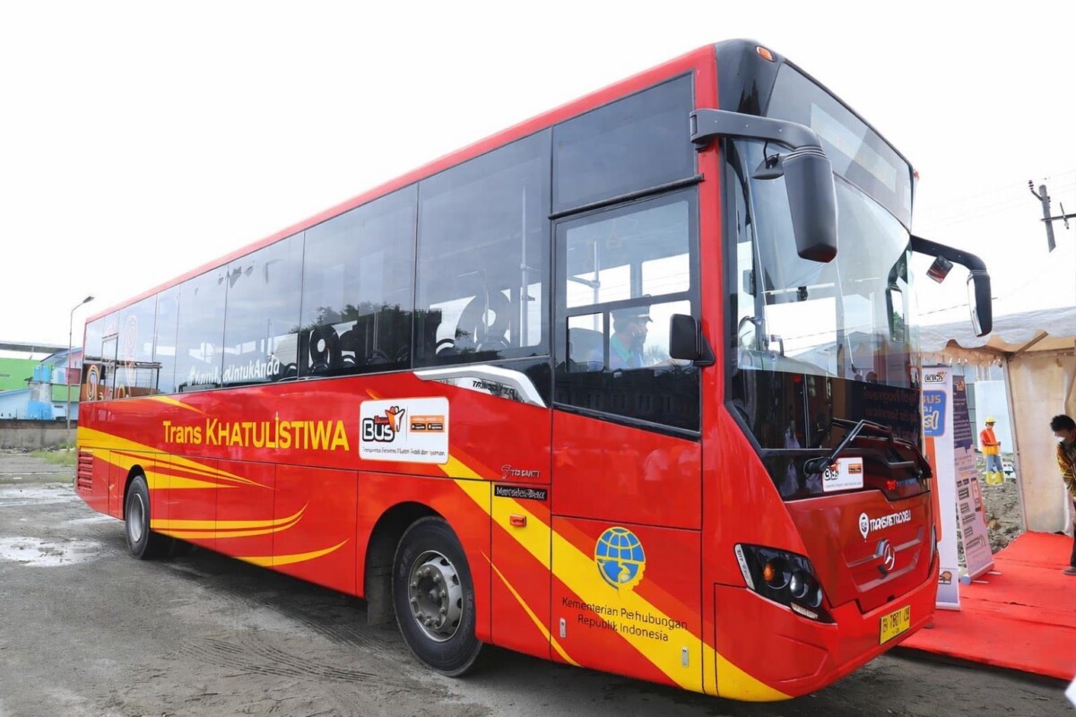Ilustrasi bus dengan skema BTS yang akan menjadi angkutan umum massal di Kota Pontianak.