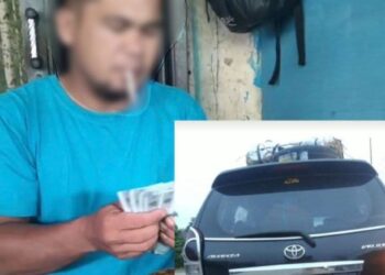 Mobil dan diduga pelaku yang melakukan penggelapan mobil milik warga Desa Temuyuk Kecamatan Bunut Hulu. Ist