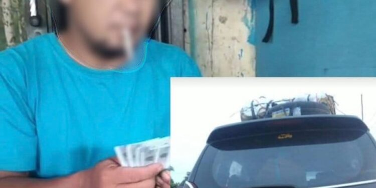 Mobil dan diduga pelaku yang melakukan penggelapan mobil milik warga Desa Temuyuk Kecamatan Bunut Hulu. Ist