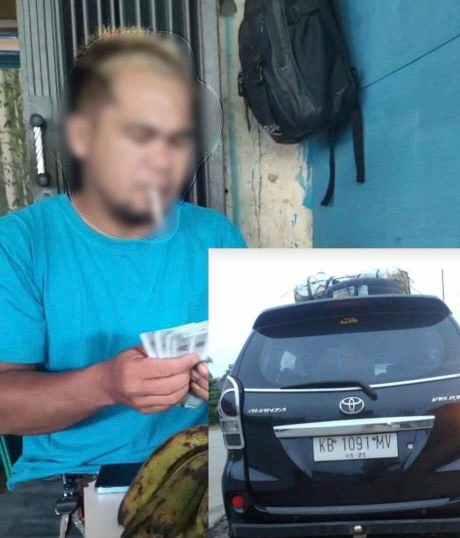 Mobil dan diduga pelaku yang melakukan penggelapan mobil milik warga Desa Temuyuk Kecamatan Bunut Hulu. Ist