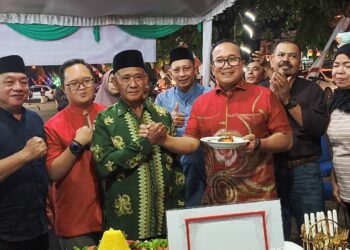 Bupati Kubu Raya Sujiwo menghadiri tasyakuran penataan Pasar Kapur Raya di Simpang Empat Desa Kapur resmi, Selasa (17/2/2026)