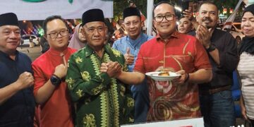 Bupati Kubu Raya Sujiwo menghadiri tasyakuran penataan Pasar Kapur Raya di Simpang Empat Desa Kapur resmi, Selasa (17/2/2026)