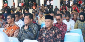 Juli Suryadi, menghadiri Apel Kesiapsiagaan Penanggulangan Bencana Kebakaran Hutan dan Lahan (Karhutla) Nasional Tahun 2026 yang digelar di Kantor Gubernur Kalimantan Barat. Foto Prokopim Mempawah