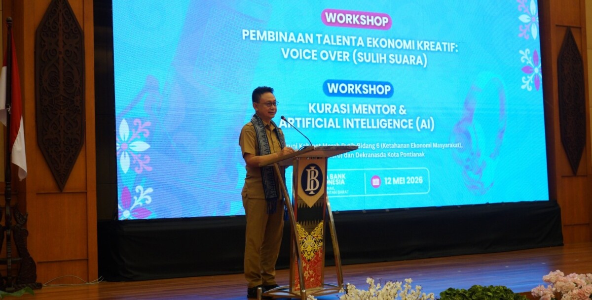 Wali Kota Pontianak, Edi Rusdi Kamtono, membuka Workshop Pengembangan Talenta Industri Kreatif dan Kurasi Mentor serta AI di Aula Kantor Perwakilan Bank Indonesia Kalimantan Barat, Selasa, 12 Mei 2026.