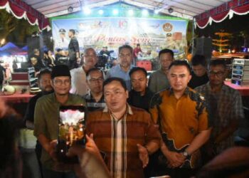 Sukiryanto saat menghadiri Pentas Seni Peringatan Hari Bhayangkara ke-80 Tahun 2026 yang dirangkaikan dengan peluncuran Lomba Video dan Foto Mitra Jurnalis Kubu Raya di Taman Dirgantara Lanud Supadio, Sungai Raya, Rabu (1/7/2026) malam.