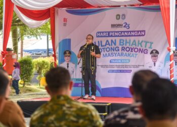 Sujiwo saat Pemerintah Kabupaten Kubu Raya bersama Pemerintah Provinsi Kalimantan Barat mencanangkan Bulan Bhakti Gotong Royong Masyarakat (BBGRM) XXIII di Taman Dirgantara Lanud Supadio, Selasa (28/7/2026).