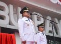 Sujiwo saat menjadi Inspektur Upacara HUT ke-81 Kemerdekaan RI di halaman Kantor Bupati Kubu Raya, Senin (17/8/2026).