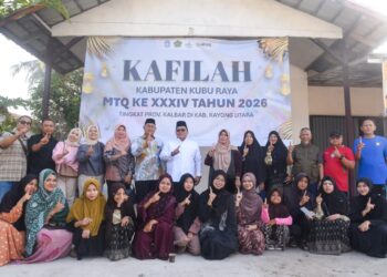 Wakil Bupati Kubu Raya Sukiryanto meninjau kesiapan kafilah Kabupaten Kubu Raya yang akan berlaga pada Musabaqah Tilawatil Qur'an (MTQ) XXXIV Tingkat Provinsi Kalimantan Barat di Kabupaten Kayong Utara, Minggu (2/8/2026).