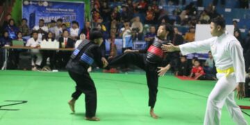 Laga Turnamen Pencak Silat Bahasan Cup III di GOR Kota Pontianak, Jalan Tabrani Ahmad, Jumat (14/8/2026).