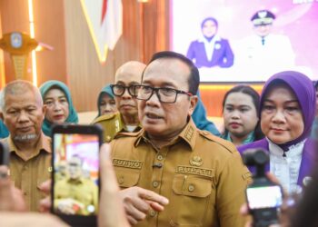 Sujiwo saat kegiatan Peningkatan Kapasitas Tim Pembina Posyandu Desa Kabupaten Kubu Raya Tahun 2026 di Aula Praja Utama Kantor Bupati Kubu Raya, Senin (7/9/2026).