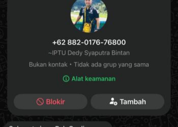Tangkapan layar upaya penipuan atas nama Kasat Reskrim.