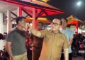 Bupati Kubu Raya Sujiwo saat meninjau progres renovasi dan penataan Pusat Jajanan Selera Rakyat (Pujasera) Pasar Kakap, Selasa (6/10/2026).